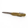 Antique utility knife with gold brass handle and dark steel blade