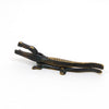 Antique French alligator-shaped nut cracker with dark metal handles and gold accents