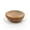 Carved brown bowl with shallow round interior and wide rim
