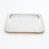 Vintage French hotel silver-tone serving tray with raised rim, rectangular
