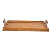 Vintage wooden tray with raised rim and turned knob handles