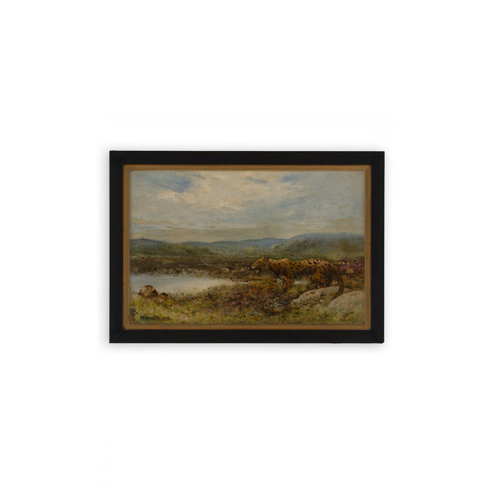 H.HolerThis atmospheric oil painting depicts a spotted big cat