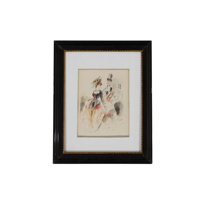 French School - Élégante et Monsieur en Haut-de-Forme, circa 1920s–1950s