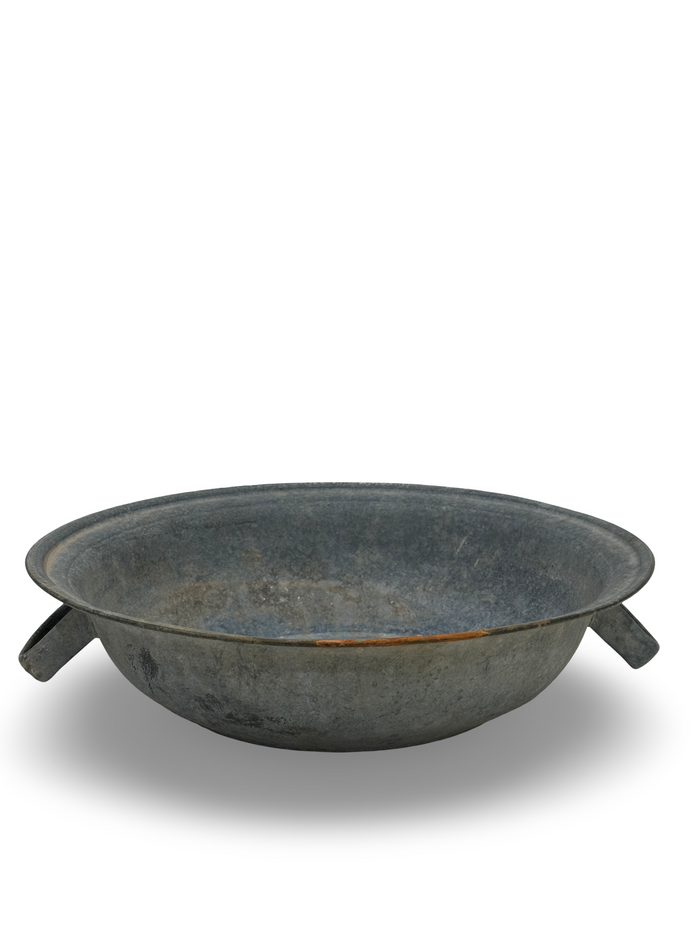 Antique French Zinc Bowl with Handles