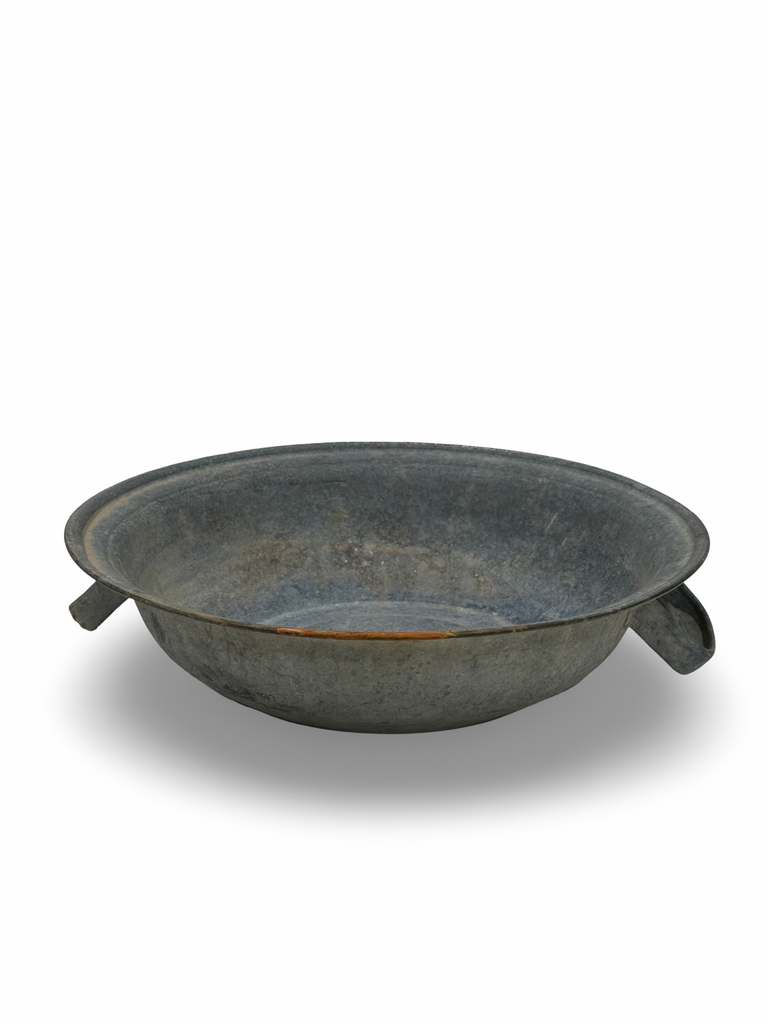 Antique French Zinc Bowl with Handles