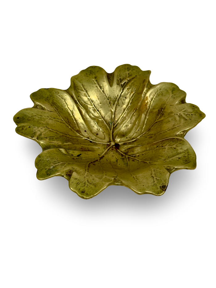 Vintage Brass Mayapple Leaf Dish