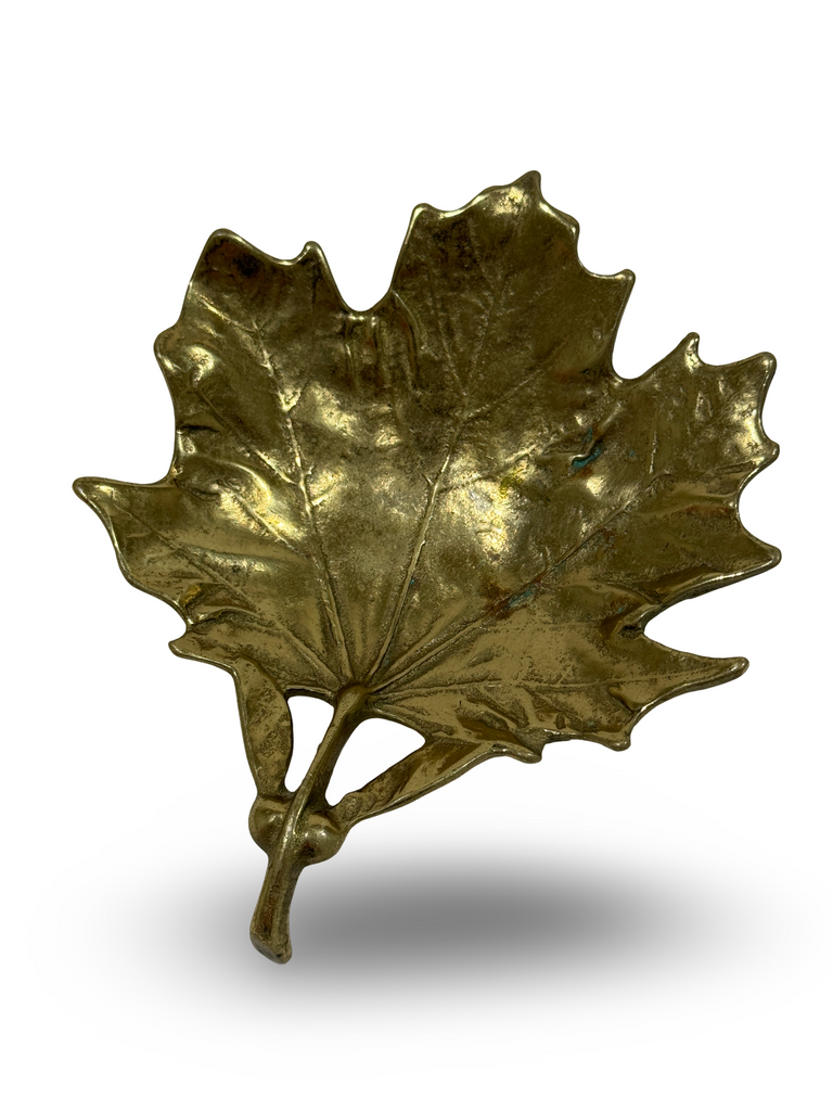 Vintage Brass Poinsettia Leaf Tray