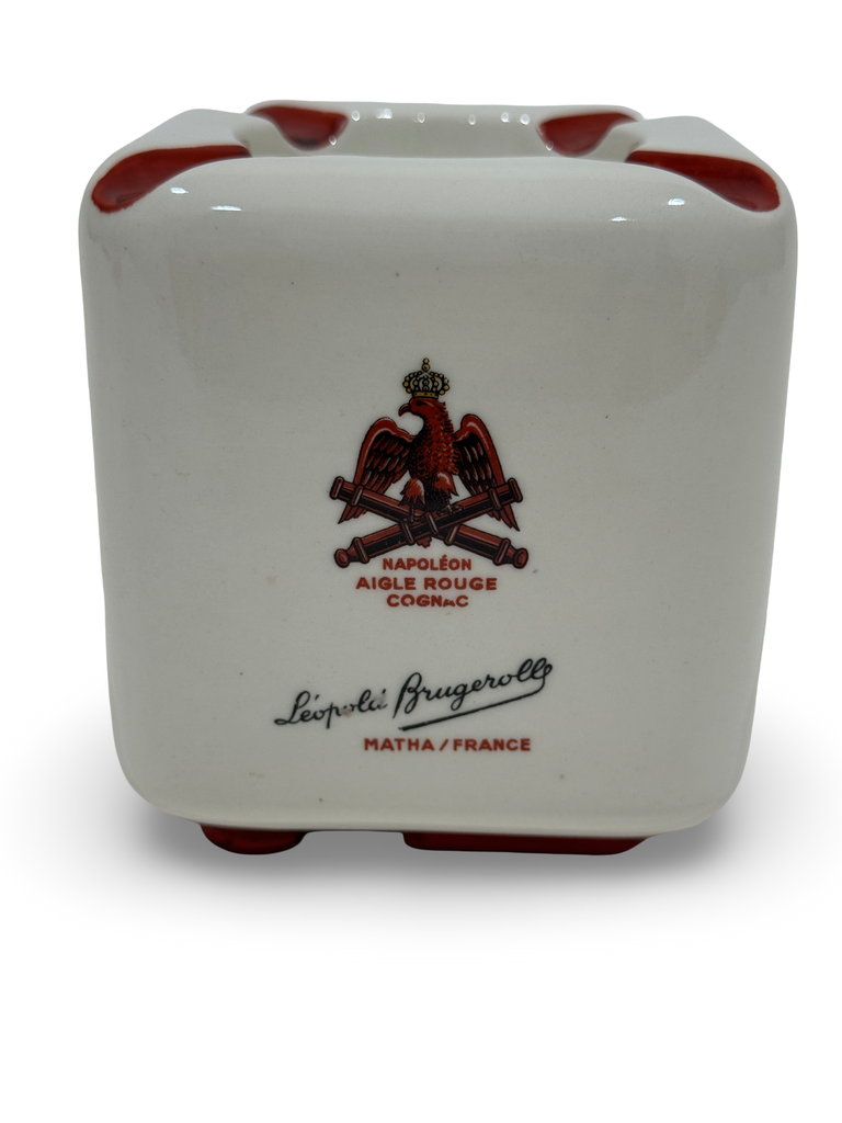 Vintage Brugerolle Aigle Rouge Napoleon Cognac Ceramic Ashtray