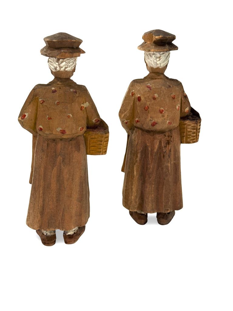 Vintage Swedish Hand Carved Folk Figure Pair