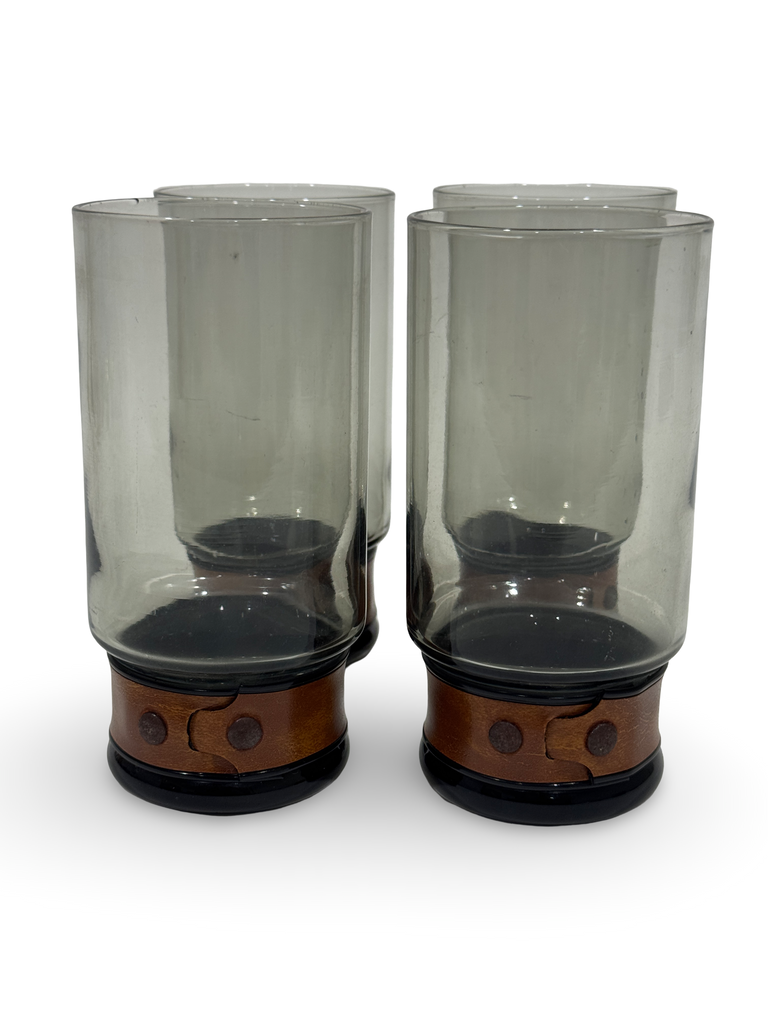 1970s Leather Trim Glasses (set of 4)