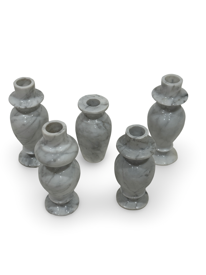 Set of Five Vintage Marble Candlestick Holders