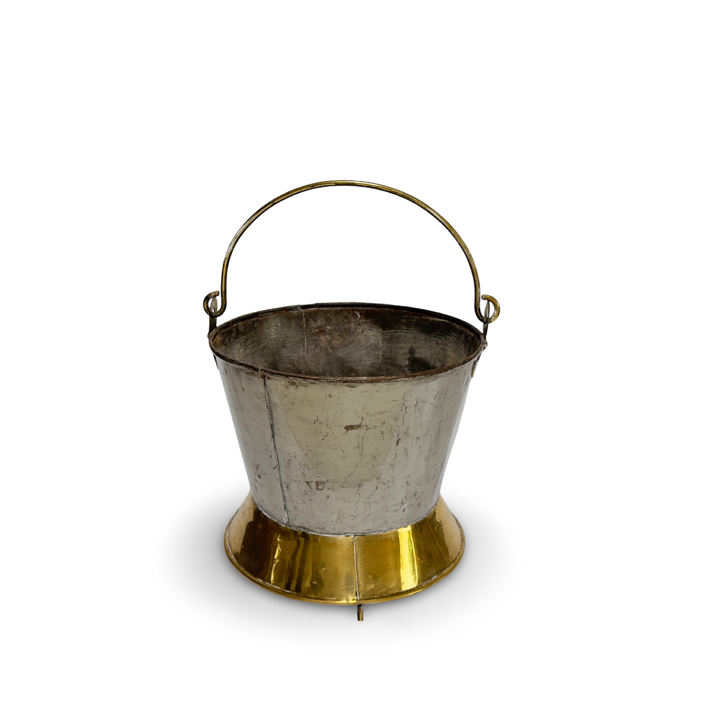 Antique French Brass and Steel Coal Bucket from the 1800's