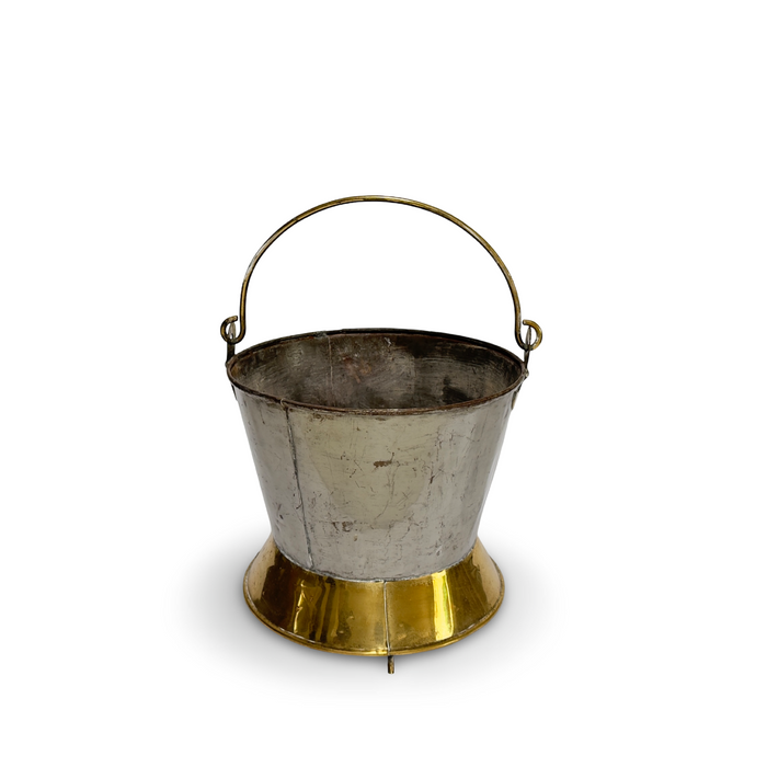 Antique French Brass and Steel Coal Bucket from the 1800's