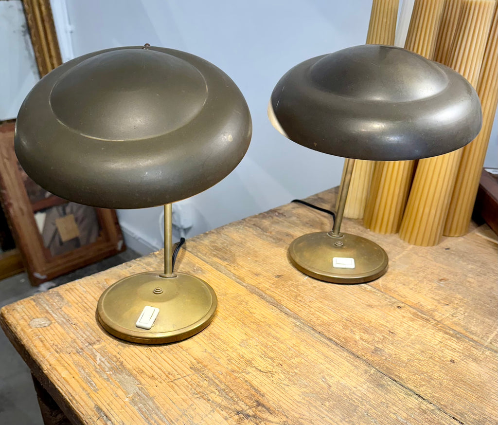 Pair of Art Deco European Brass & Bakelite Lights