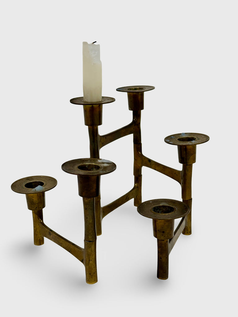 1960’s Swivel Brass Panel Candlesticks