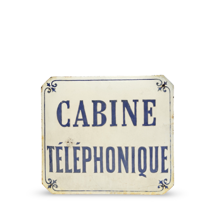 1955 French Enamel Telephone Booth Sign from Paris