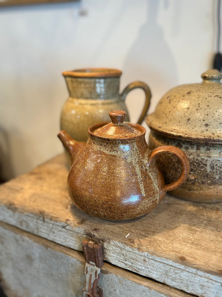 Vintage French Breton Stoneware Tea Pot