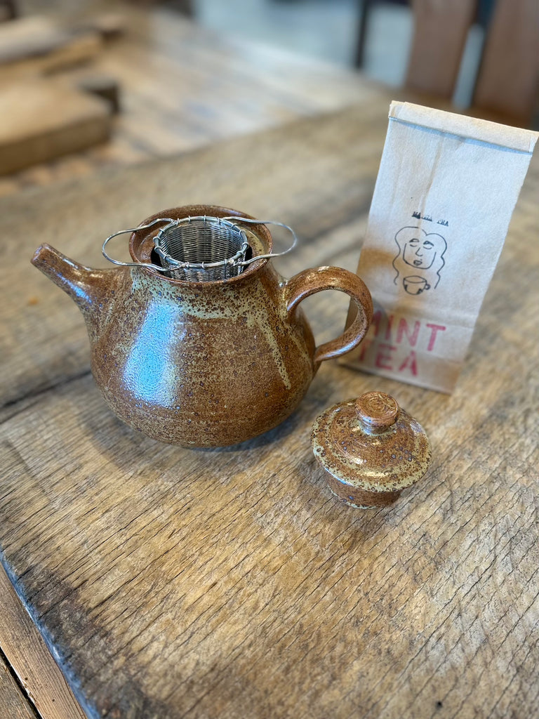 Vintage French Breton Stoneware Tea Pot