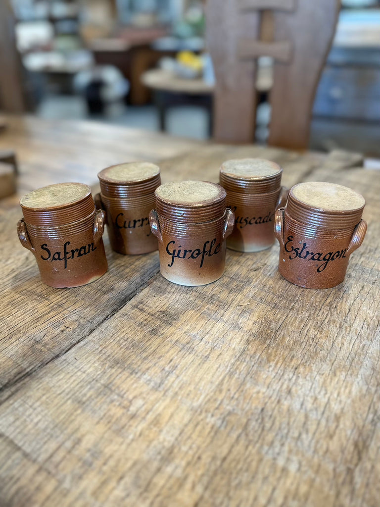 Antique French Lidded Spice Jars (5)