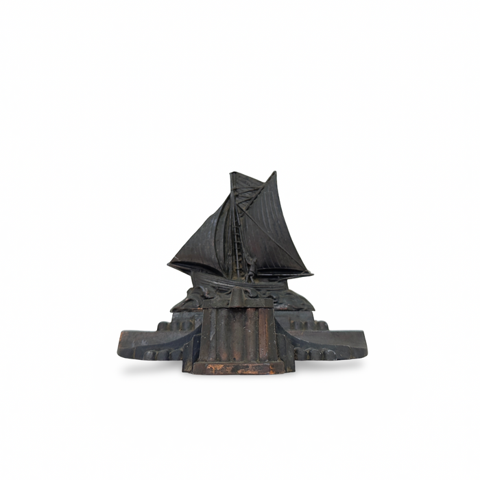 Antique Art Deco French Boat Inkwell