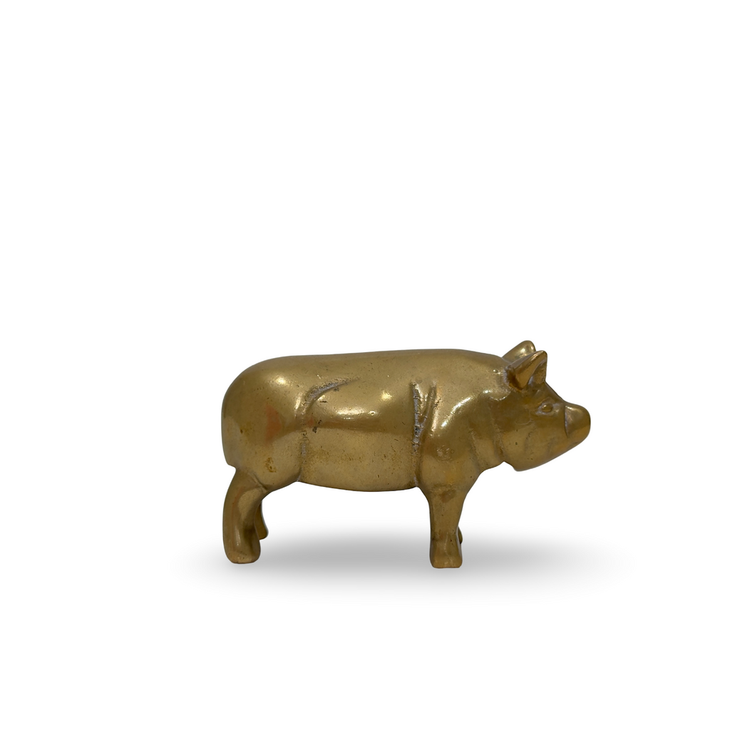 Vintage French Brass Pig Paperweight