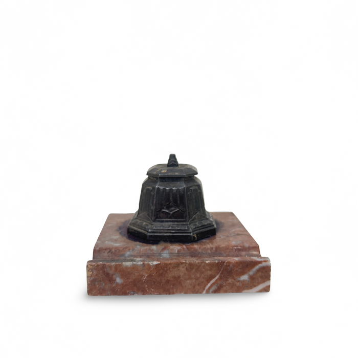 Antique French Bronze and Marble Inkwell