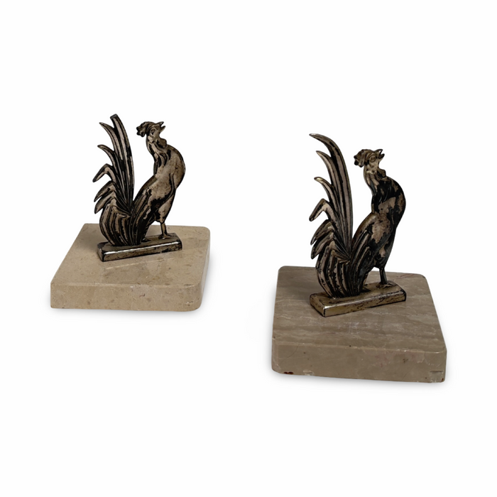 Art Deco French Rooster Book Ends