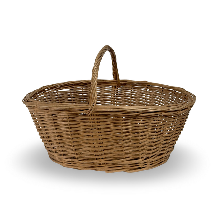 Antique French Woven Basket With Handle
