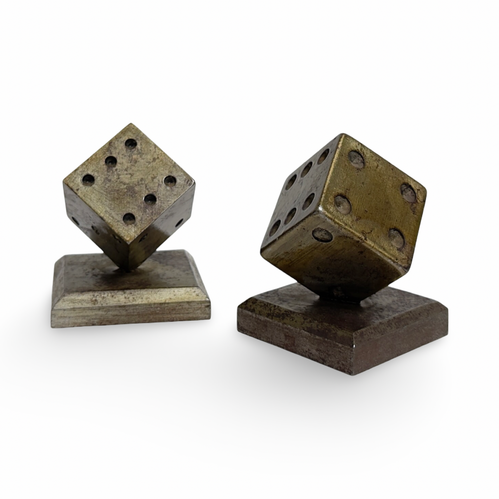 Art Deco Bronze Dice Bookends