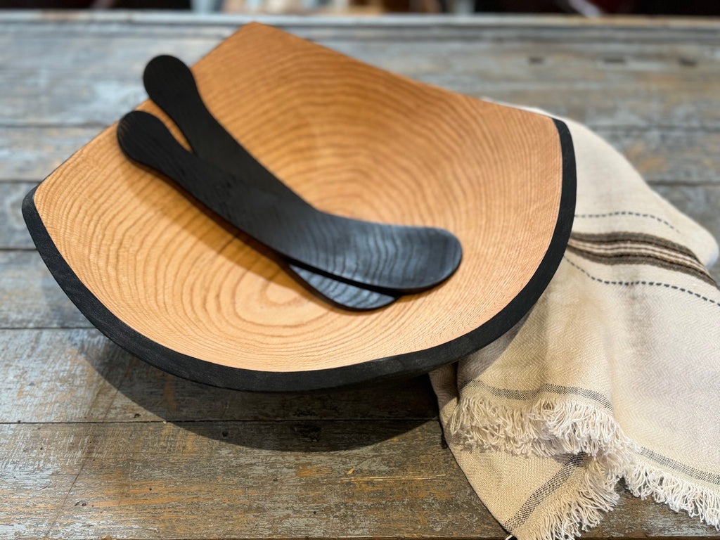 15" Square Two Toned Oak Bowl