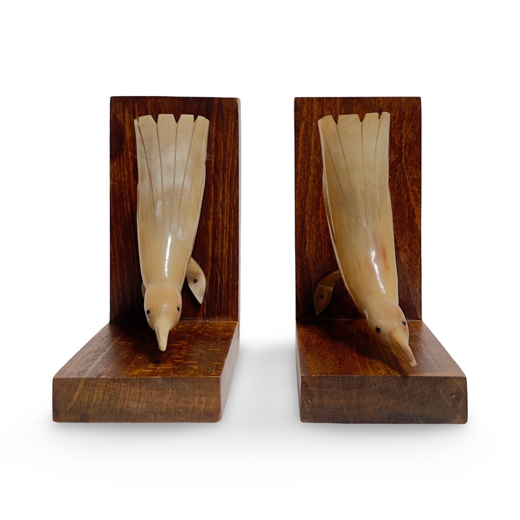 1940’s French Carved Horn Bird Bookends