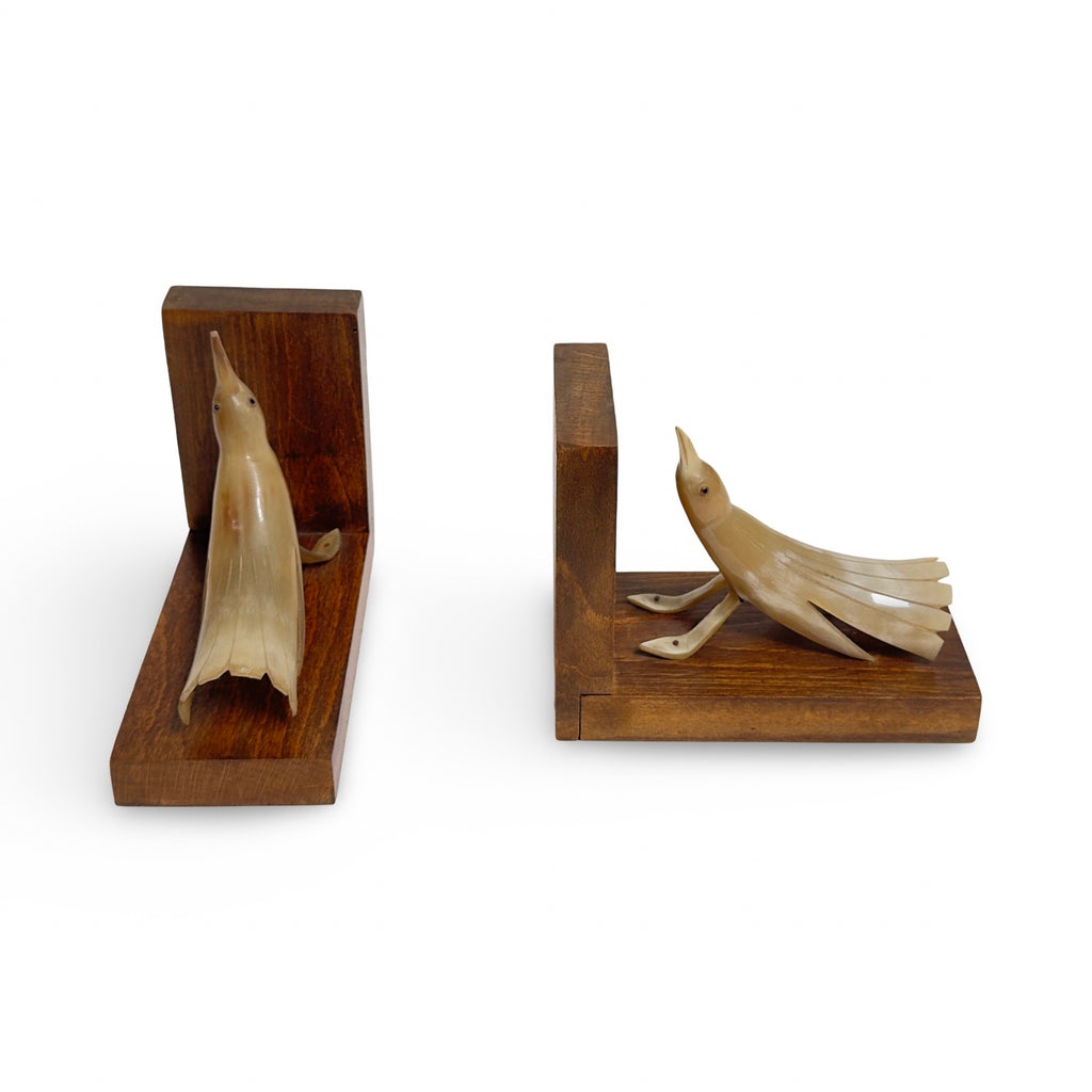 1940’s French Carved Horn Bird Bookends