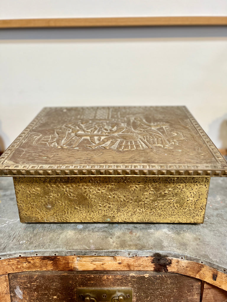 Antique Embossed Brass Box