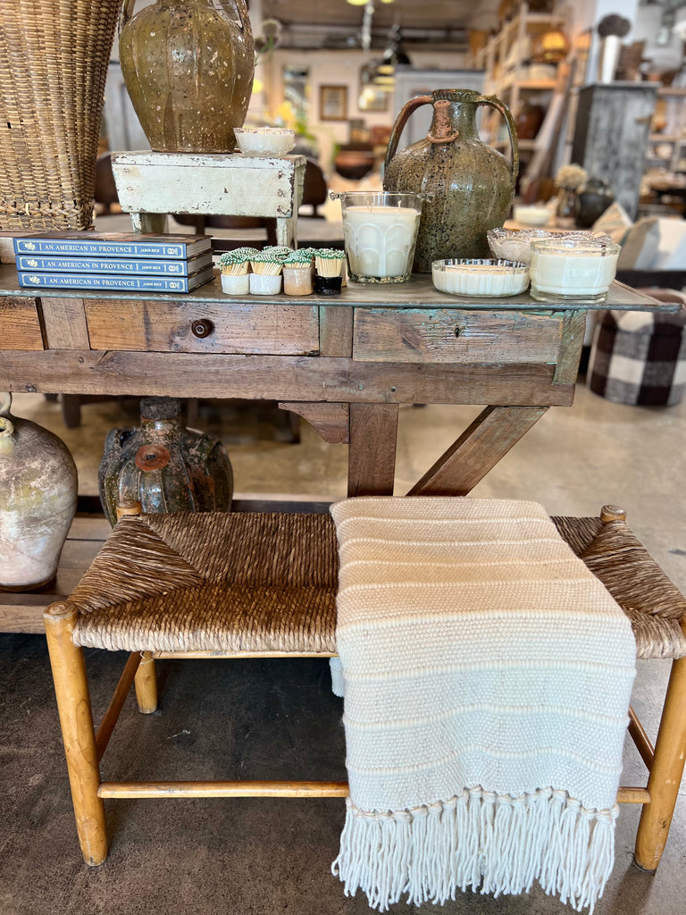 Vintage French Woven Bench