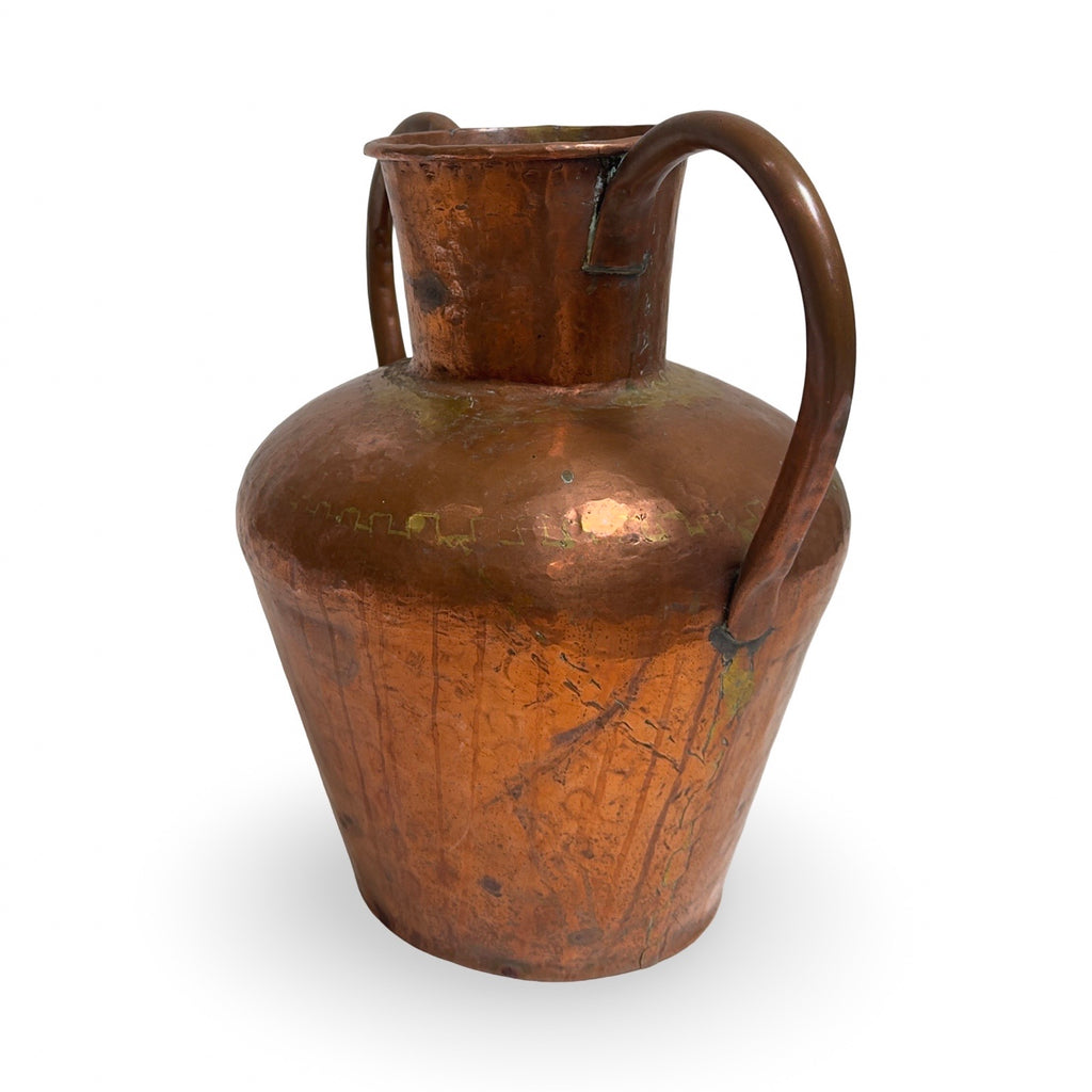 Antique French Copper Two Handled Pitcher