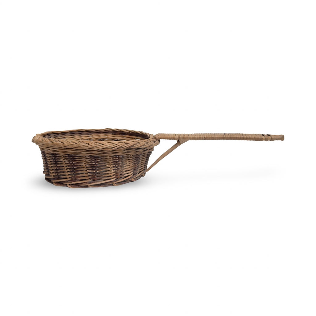 Antique French Wicker Basket With Handle