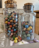 Pair of Antique French Clay Marbles in Jar
