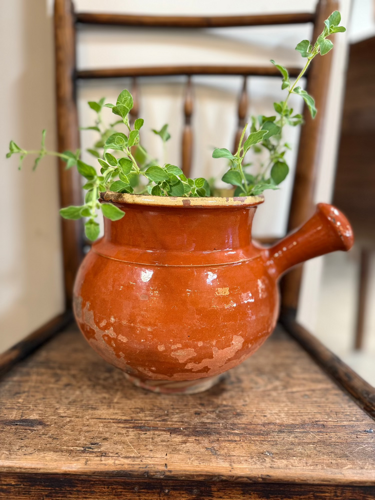 19th c. Provencal Glazed Terracotta Pot