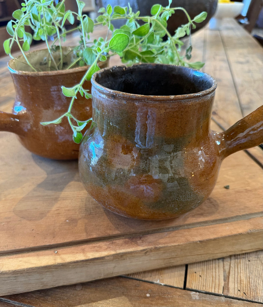 19th Century French Glazed Terracotta Pot