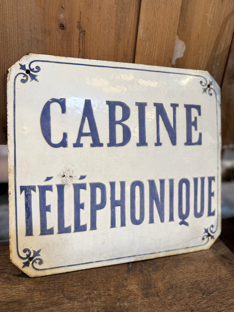 1955 French Enamel Telephone Booth Sign from Paris