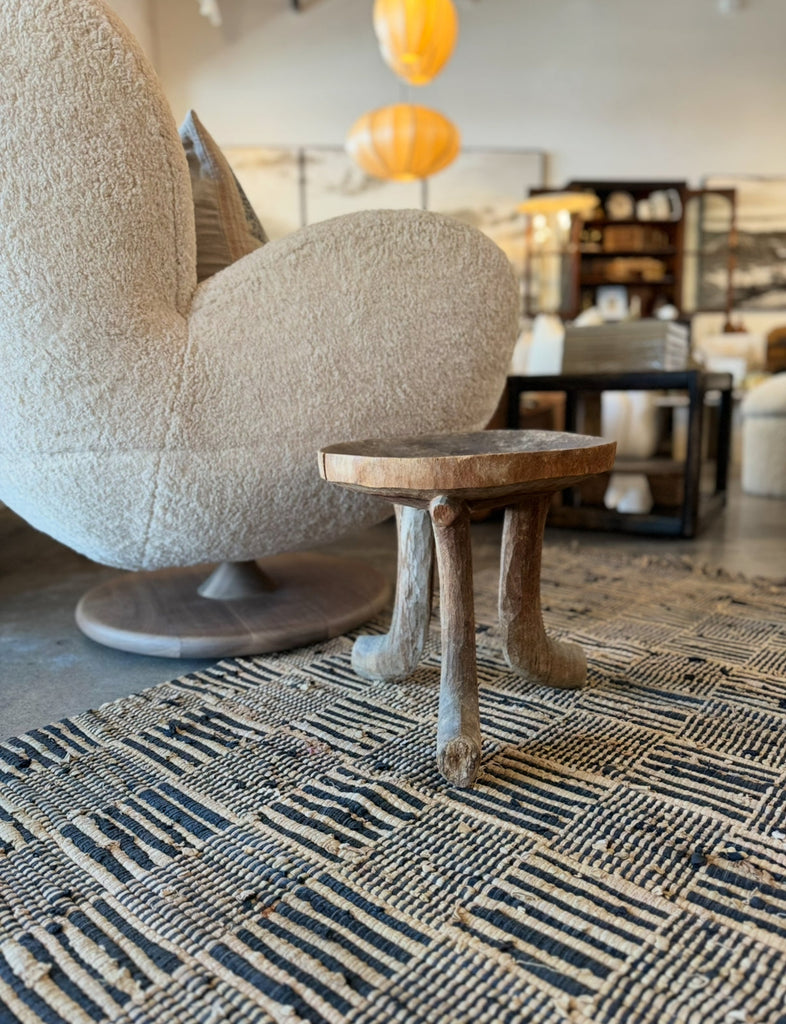Antique Geometric Pattern Rag Rug
