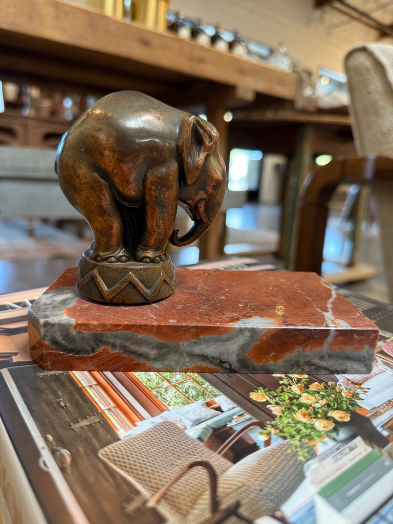 French Art Deco Bronze Elephant Book End