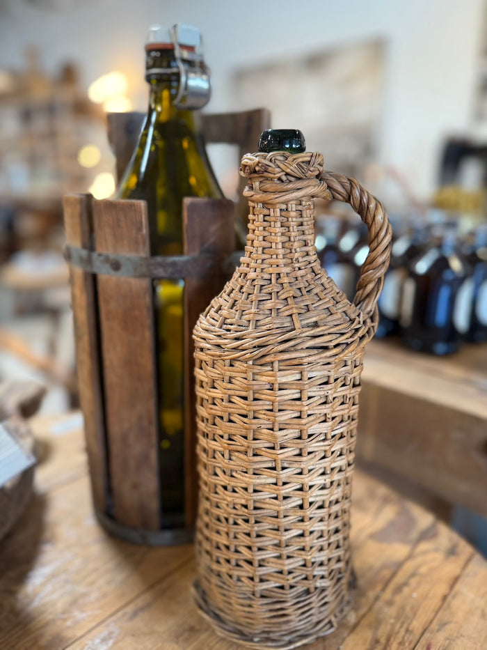 Antique French Wine Bottle in Crate