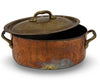 Vintage French Copper Oval Pot with Lid and Brass Handles