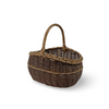 Antique French Woven Two Tone Basket with handle
