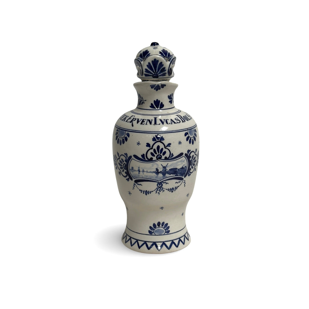 Antique Rare Dutch Delft Liquor Bottle