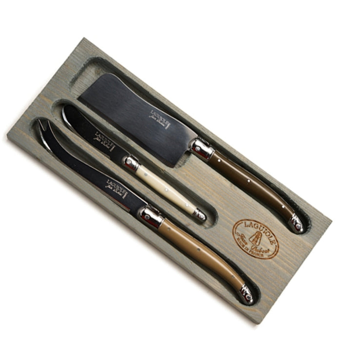 Jean Dubost 3 Pc Cheese Set - Linen Handles