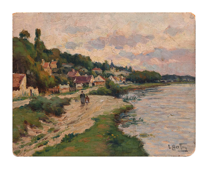 Antique Oil Painting of Les Chartrettes près Melun