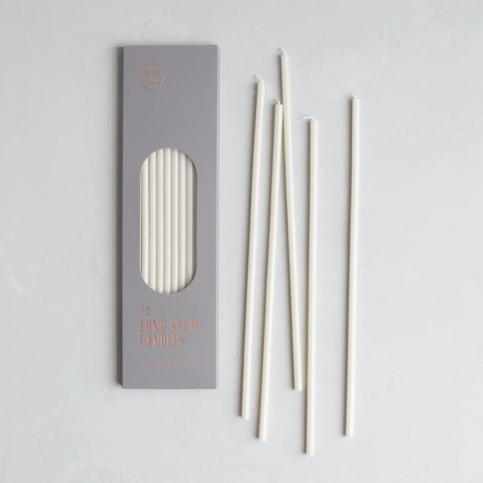 Long Stem Box of 12 Candles - Parchment