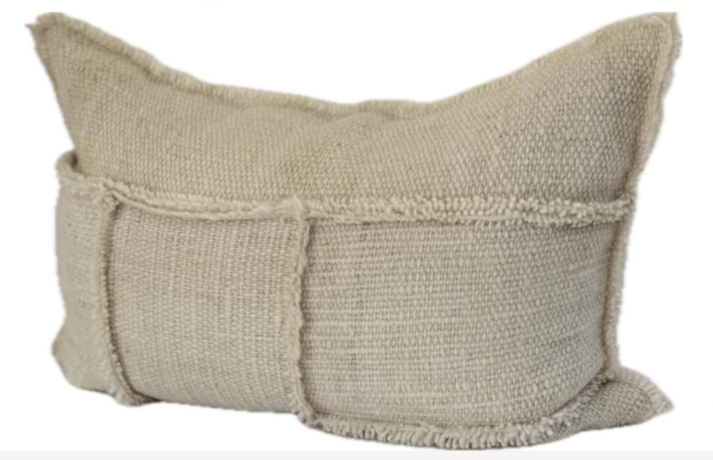 Makun Patchwork Fringe Pillow - White